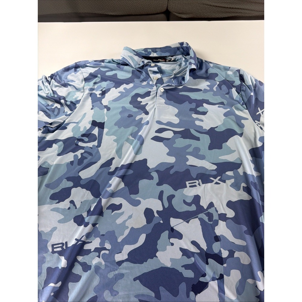 RLX RALPH LAUREN Blue Camo Performance Polo Shirt Sz Xl Mens